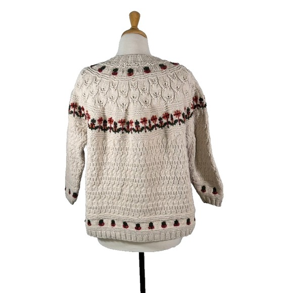 VTG Weathervane Pullover Heavy Sweater Hand Knit Floral Women Size M CottageCore - Picture 5 of 6